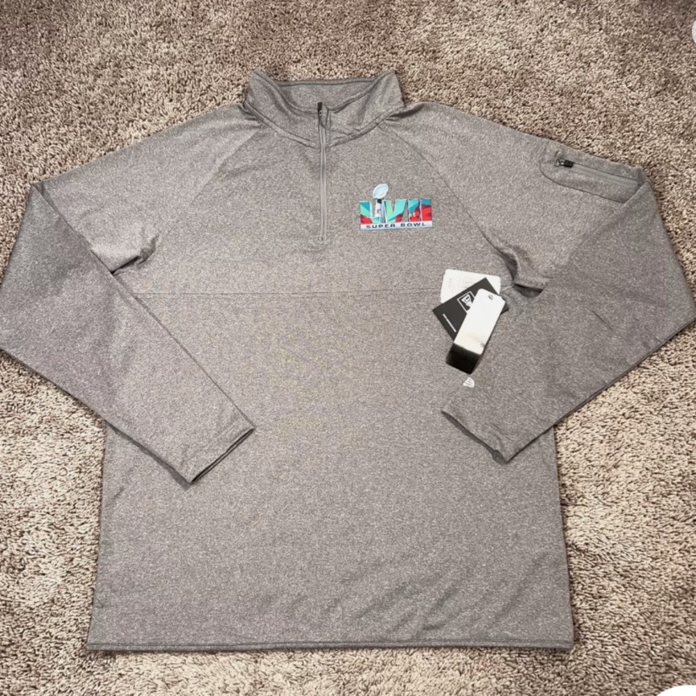 Men's Super Bowl LVII Antigua gray Tribute Quarter-Zip Pullover Top